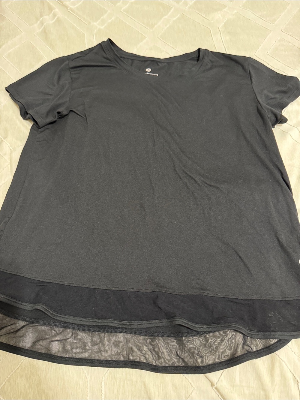 Black Short Sleeve Layered-Hem Tee